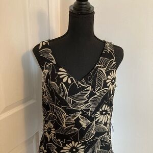Ann Taylor Black Floral Pattern Top
